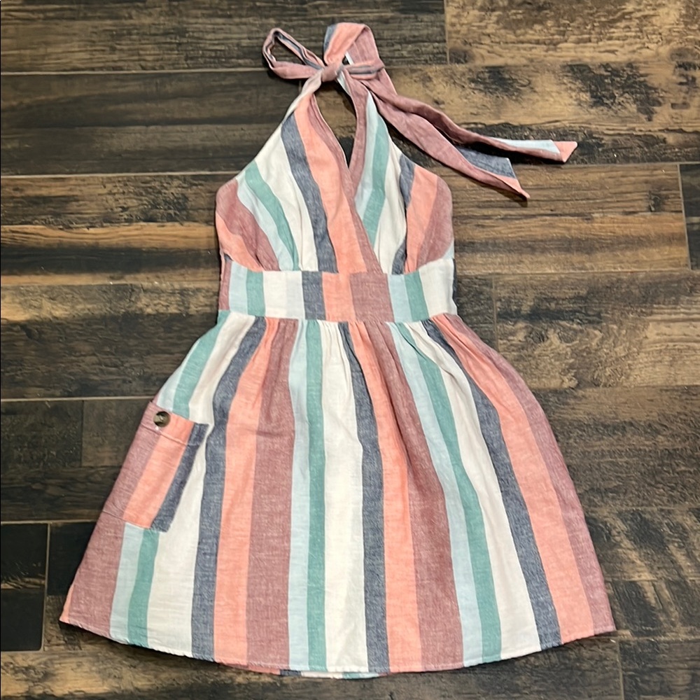 American Eagle Outfitters Pastel Striped Backless Dress